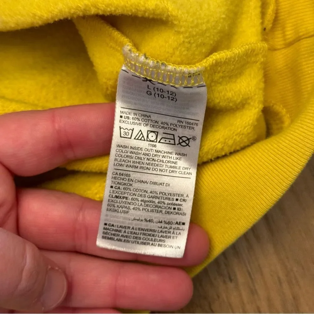Kids Pokemon Pikachu Electric Type Yellow Hoodie Size Large 10/12